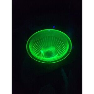 Vintage Hazel Atlas Green Uranium Depression Glass 8.5" x 4” Mixing Bowl